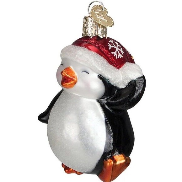 OLD WORLD CHRISTMAS DANCING PENGUIN AQUARIUM GLASS HANDPAINTED ORNAMENT 16095 - Picture 1 of 10